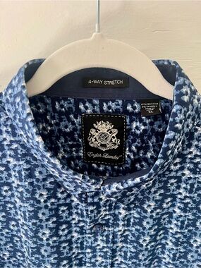 English Laundry Men’s 4-way Stretch Long Sleeve Button Down Shirt in Indigo